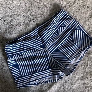 Blue and White Fleo Shorts